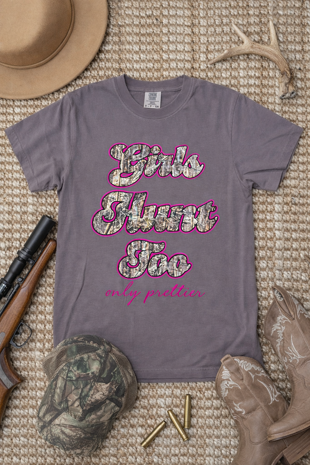 HuntX Girls Hunt Too Comfort Color Short Sleeve Tee