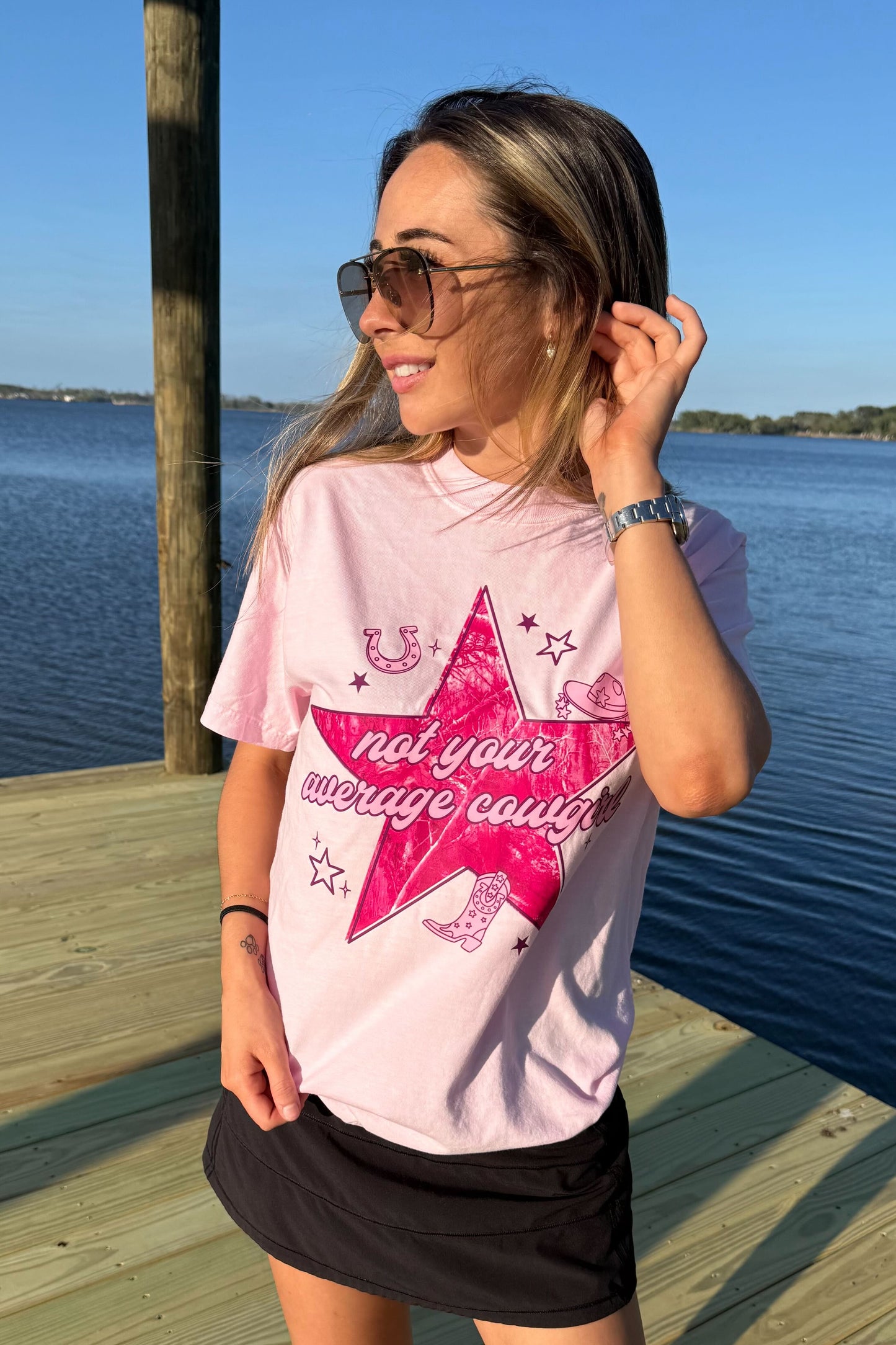 HuntX Not Your Average Cowgirl Comfort Color Short Sleeve Tee