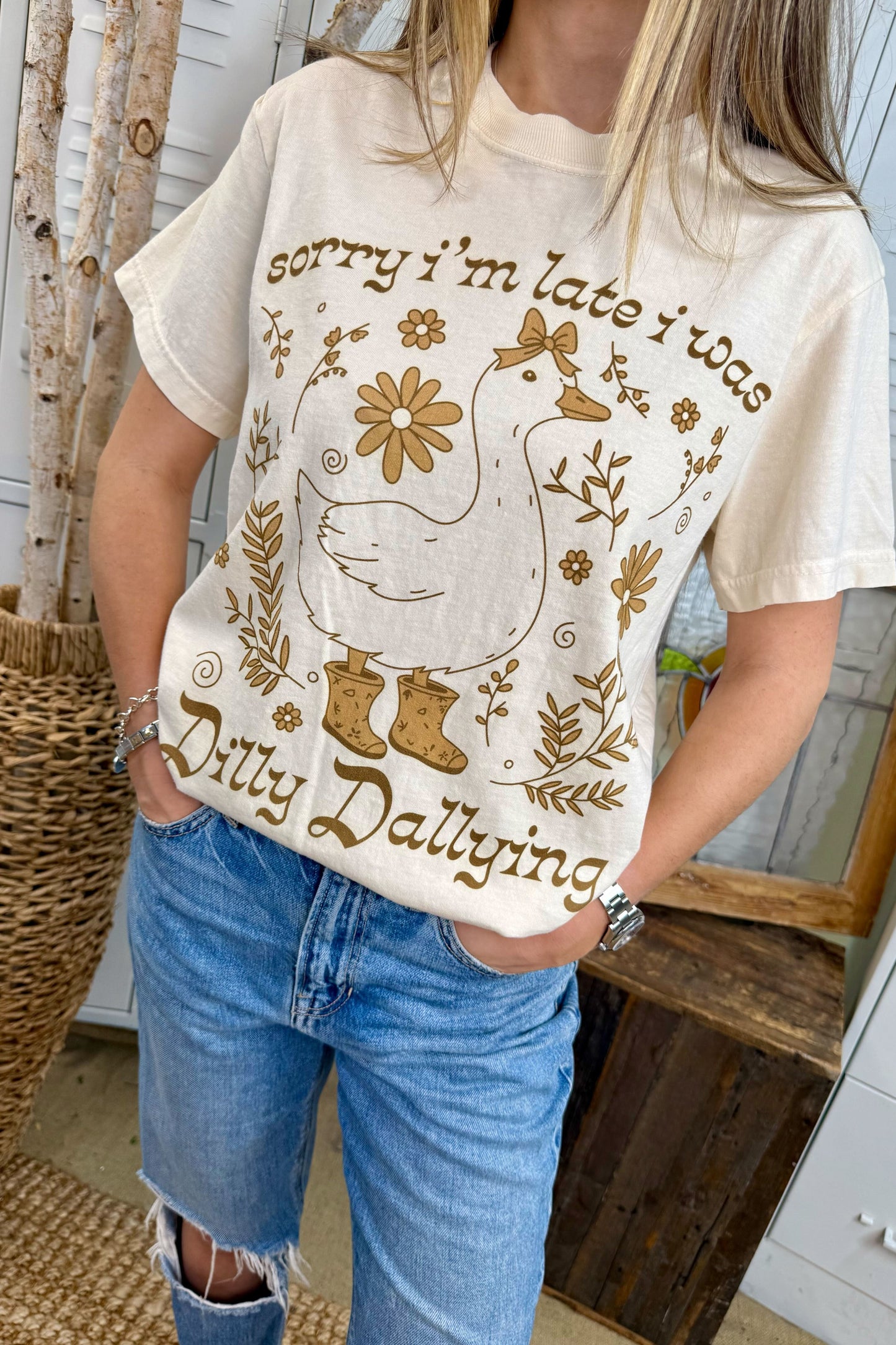 HuntX Sorry Im Late Comfort Color Short Sleeve Tee